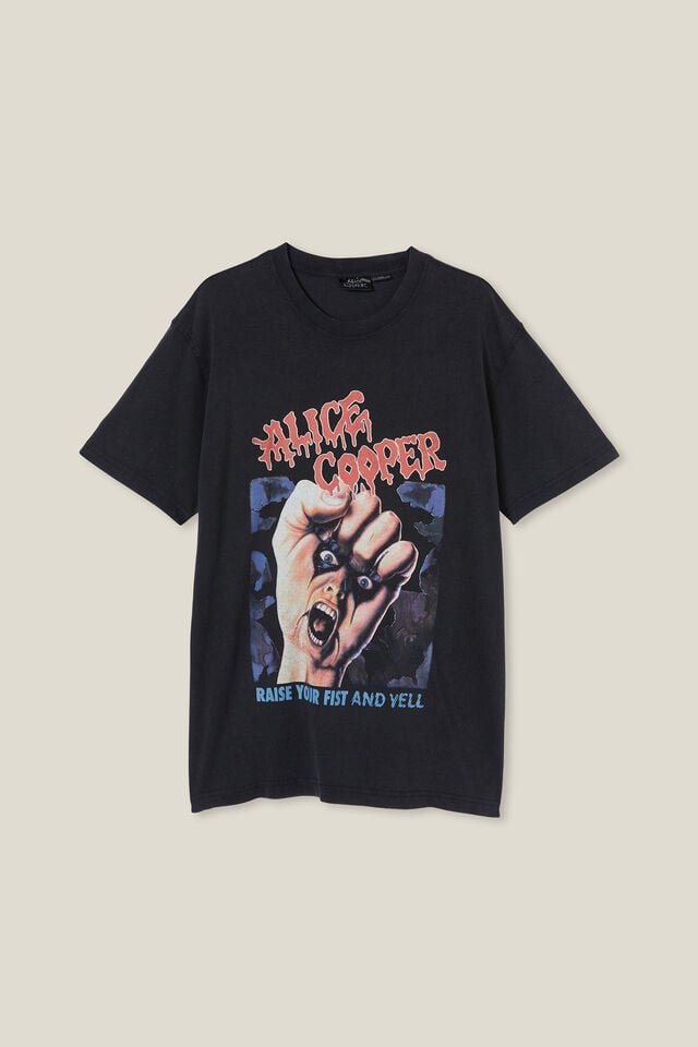 Alice Cooper Loose Fit T-Shirt, LCN GM BLACK/ALICE COOPER - RAISE YOU FIST