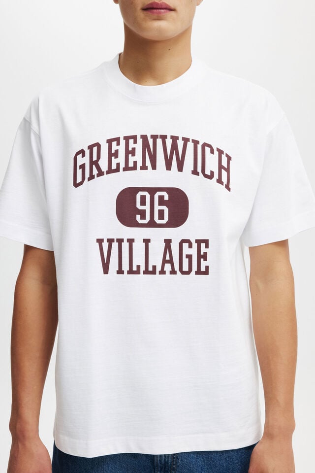 Camiseta - Box Fit College T-Shirt, WHITE/GREENWICH VILLAGE 96