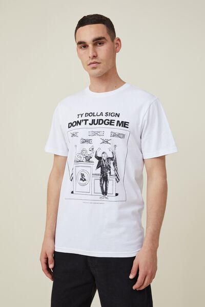 Tbar Collab Music T-Shirt, LCN WMG WHITE/TY DOLLA SIGN - DONT JUDGE ME