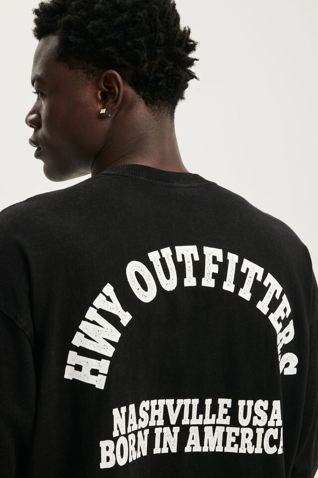 Cropped Fit Graphic T-Shirt, BLACK / HIGHWAY OUTFITTERS