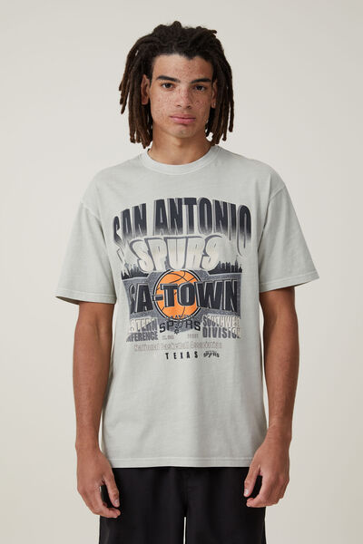 Nba Loose Fit T-Shirt, LCN NBA OVERCAST GREY/SPURS-CITYSCAPE