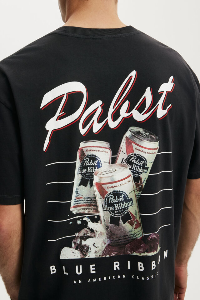 Everyday Fit License Beer T-Shirt, LCN PAB WASHED BLACK / PABST - BLUE RIBBON