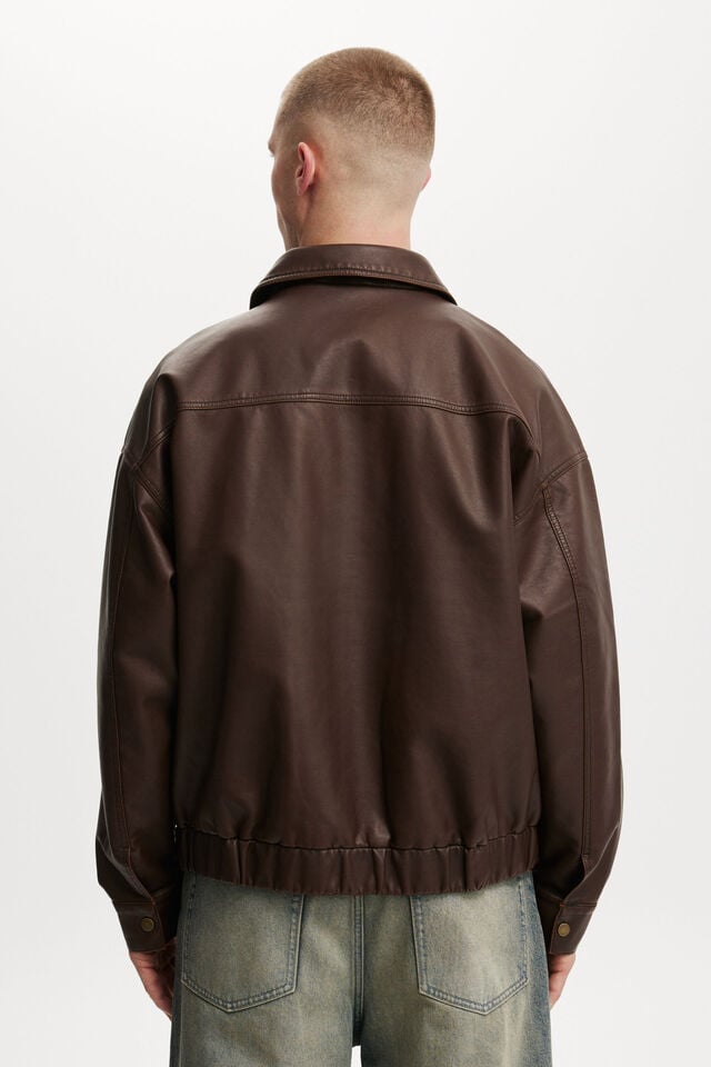 Faux Leather Bomber, OLD COUCH BROWN