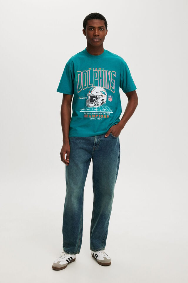 Nfl Loose Fit T-Shirt, LCN NFL TEAL POP/MIAMI DOLPHINS - GRID