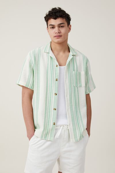 Camisas - Palma Short Sleeve Shirt, BRIGHT GREEN STRIPE