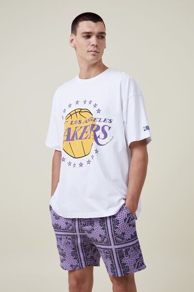 Nba Oversized Vintage T-Shirt, LCN NBA WHITE/LOS ANGELES LAKERS