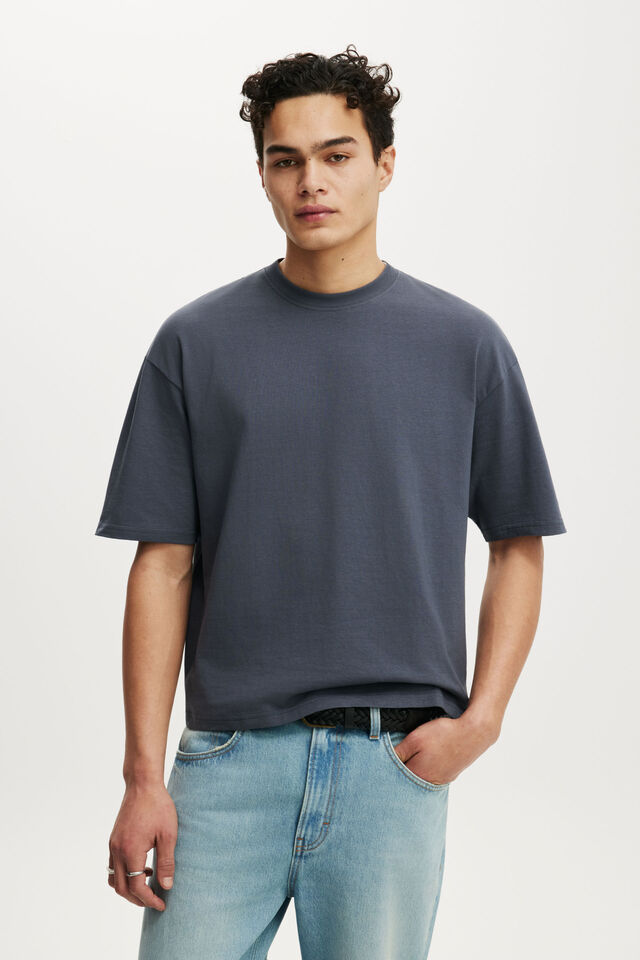 Cropped Fit T-Shirt, DENIM BLUE