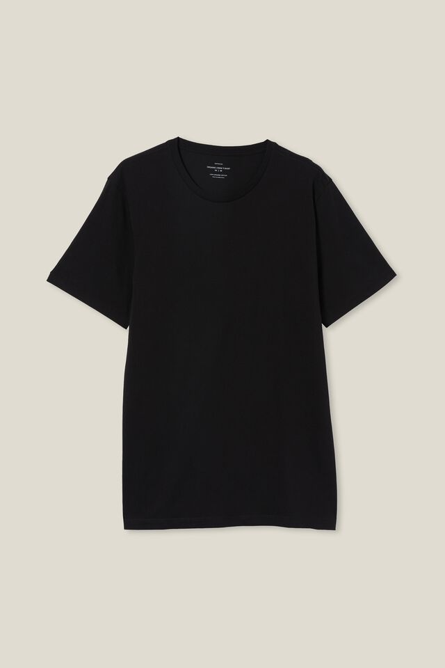Organic Regular Fit Crew T-Shirt, BLACK