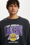 NBA LA Lakers Box Fit Crew Sweater, LCN NBA WASHED BLACK/LOS ANGELES -LAKERS FADE - alternate image 4