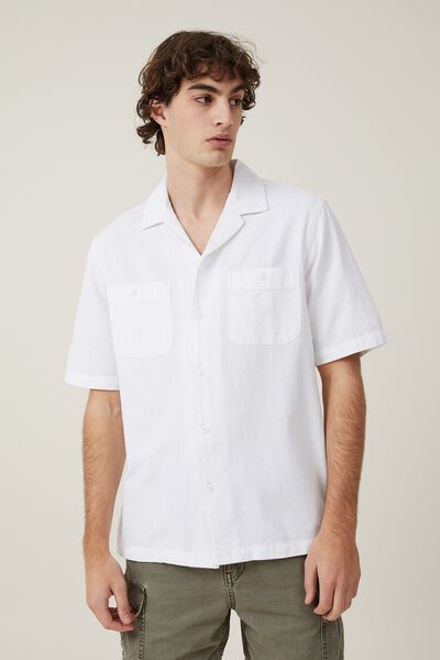 Utility Short Sleeve Shirt, WHITE