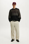 Super Soft Boxy Sweater, BLACK PATTERN PANEL - example image 2