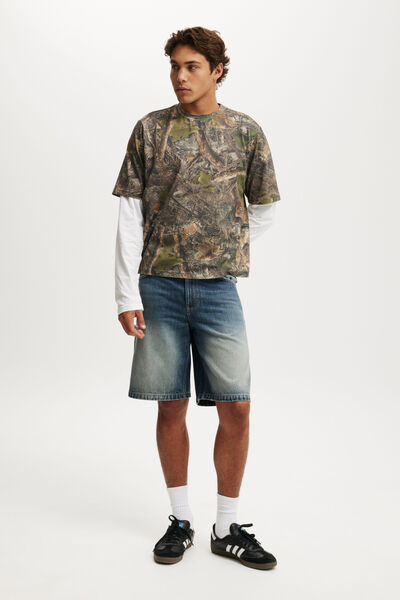 Baggy Denim Short, STATIC BLUE