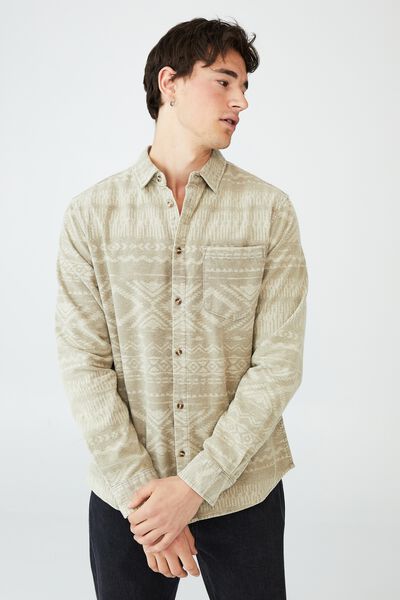 Camden Long Sleeve Shirt, ECRU TRIBAL