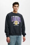 Nba Box Fit Crew Sweater, LCN NBA WASHED BLACK/LOS ANGELES -LAKERS FADE - alternate image 1