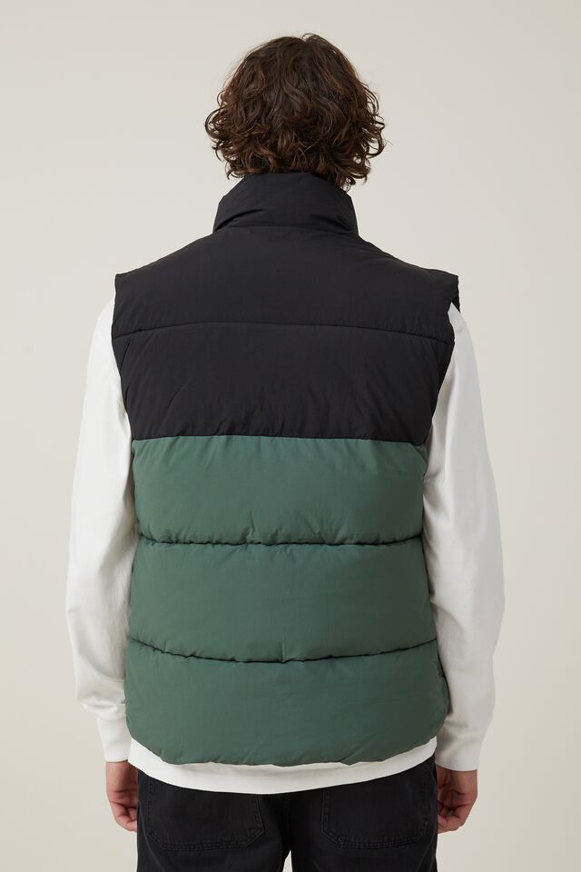 Recycled Puffer Vest, GREEN PANEL