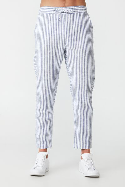 East Coast Textured Pant, NAVY WHITE STRIPED