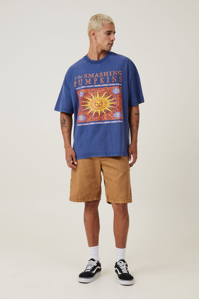 Camiseta - Smashing Pumpkins Vintage Oversized T-Shirt, LCN MT LIMOGES BLUE /  THE SMASHING PUMPKINS