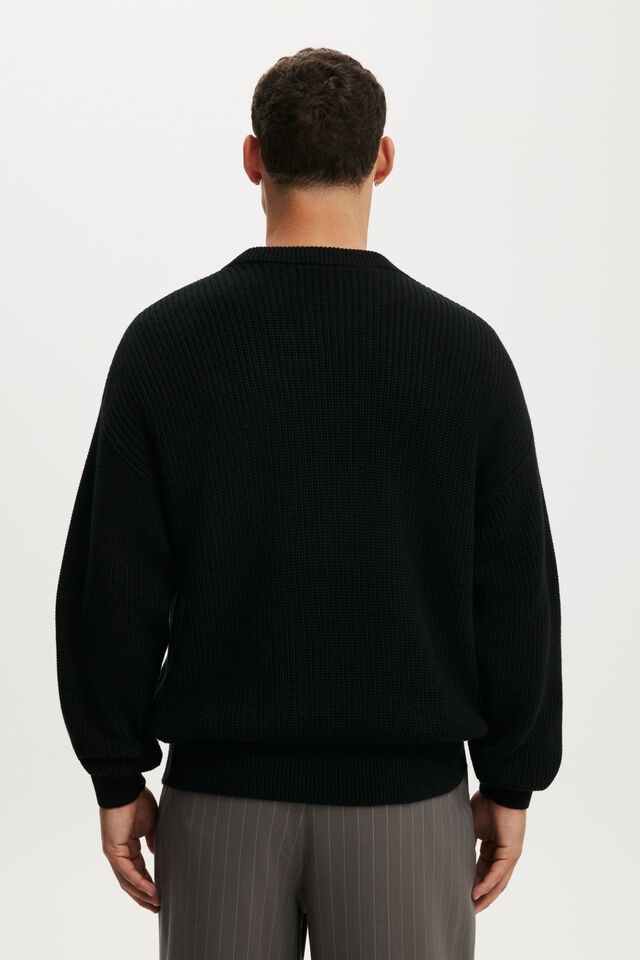 Box Fit Crew Knit, JET BLACK