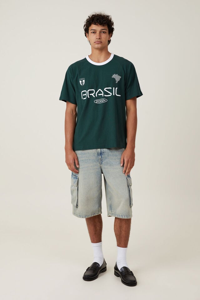 Football T-Shirt, PINENEEDLE GREEN/WHITE/BRAZIL
