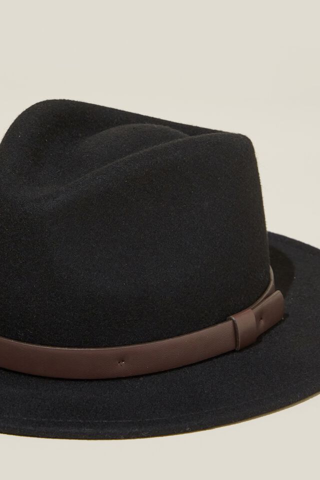 Wide Brim Felt Hat, BLACK
