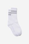 Essential Sock, WHITE/GREY MARLE/SPORT STRIPE - alternate image 1