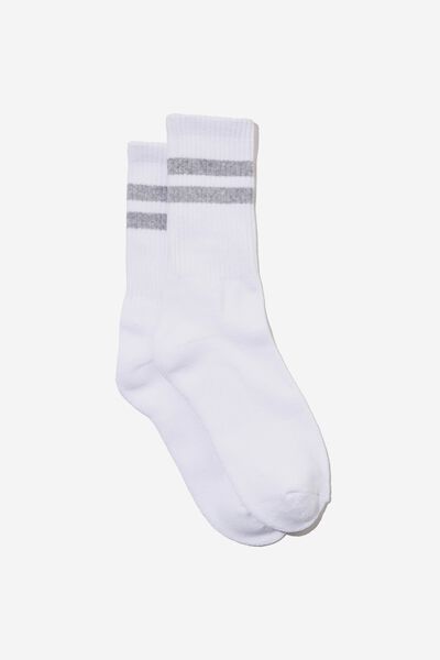 Essential Sock, WHITE/GREY MARLE/SPORT STRIPE