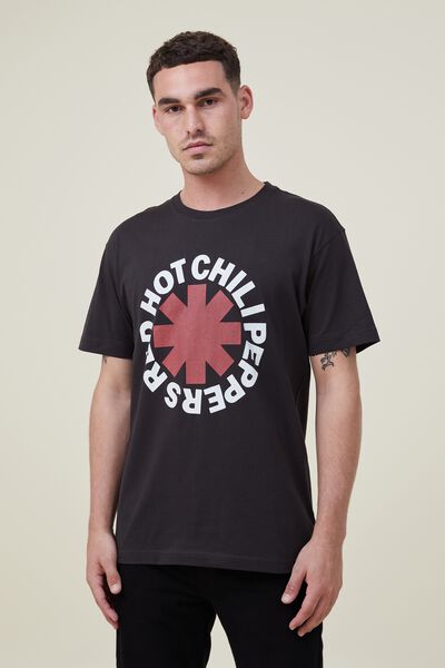 Red Hot Chili Peppers Loose Fit T-Shirt, LCN MT WASHED BLACK/RHCP - LOGO