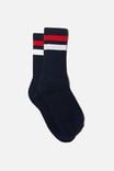 Essential Sock, NAVY/RED/WHITE SPORT STRIPE - alternate image 1