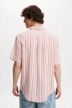 Linen Short Sleeve Shirt, PINK STRIPE - alternate image 3
