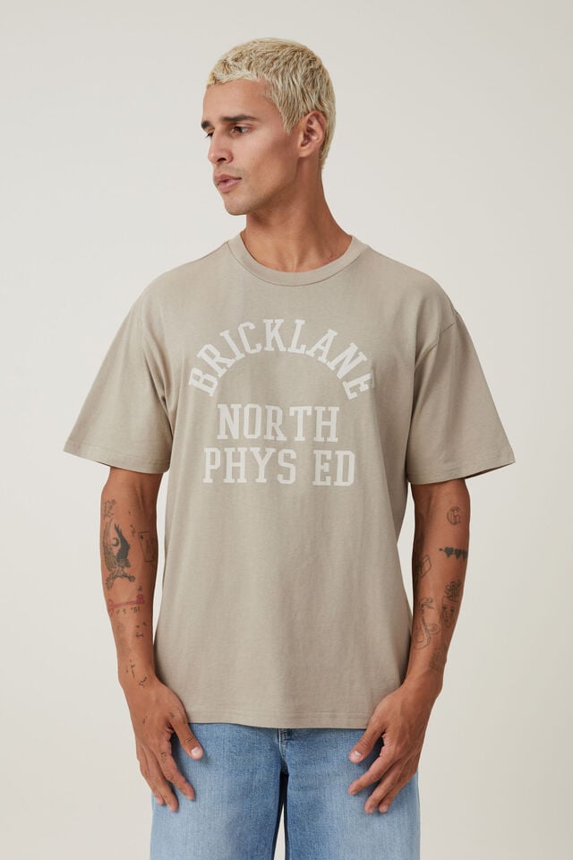 Loose Fit College T-Shirt, GRAVEL STONE/ BRICKLANE PHYS ED
