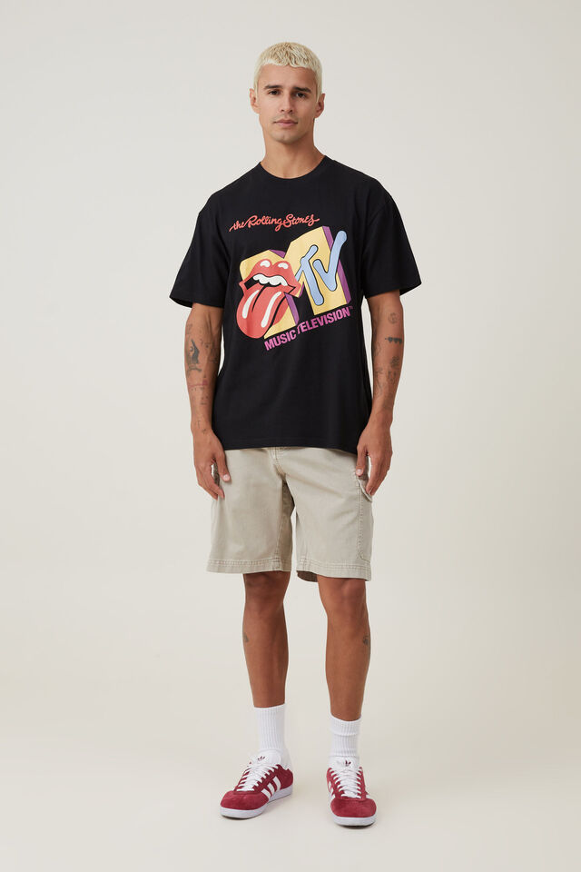 Mtv X Rolling Stones Loose Fit T-Shirt, LCN BRA BLACK/MASH UP LOGO