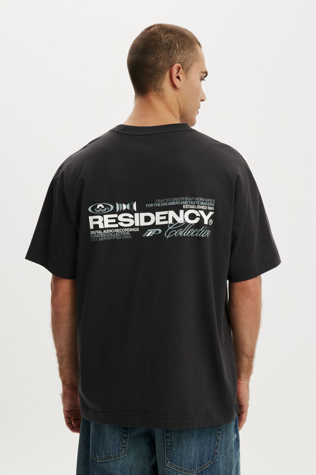 Box Fit Text T-Shirt, WASHED BLACK / RESIDENCY COLLECTIVE