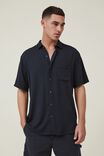 Cuban Short Sleeve Shirt, WASHED BLACK