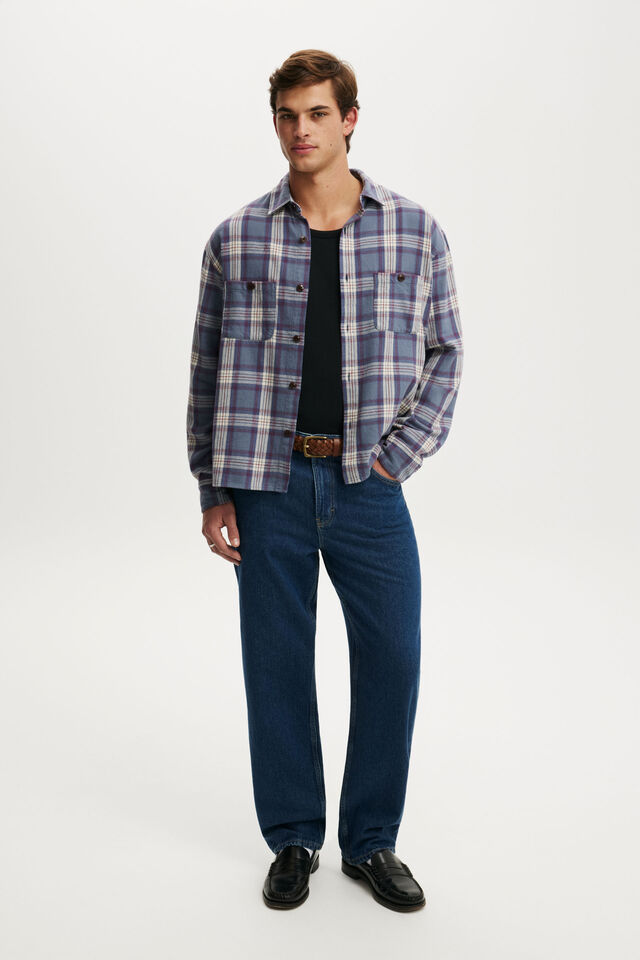 Richmond Long Sleeve Shirt, WASHED BLUE WINDOW CHECK