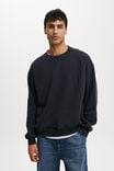 Box Fit Crew Sweater, WASHED BLACK - alternate image 1
