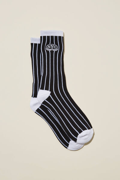 Graphic Sock, BLACK/WHITE/NYC MEMBERS ONLY
