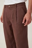 Linen Pleat Pant, CHOCOLATE - alternate image 2