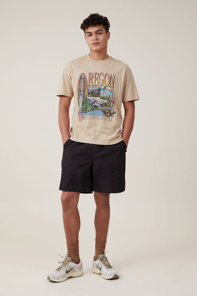 Premium Loose Fit Art T-Shirt, STONE CLAY/OREGON