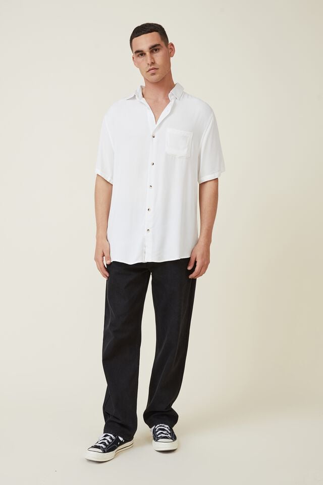 Cuban Short Sleeve Shirt, WHITE