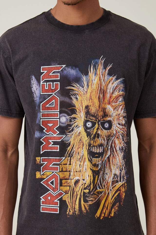 Iron Maiden Loose Fit T-Shirt, LCN IM WASHED BLACK/IRON MAIDEN - EDDIE