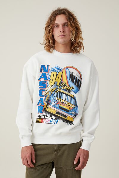 Nascar Oversized Fleece Sweater, LCN NAS VINTAGE WHITE/NASCAR - PRIMARY