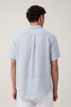 Linen Short Sleeve Shirt, MICRO BLUE STRIPE - alternate image 3