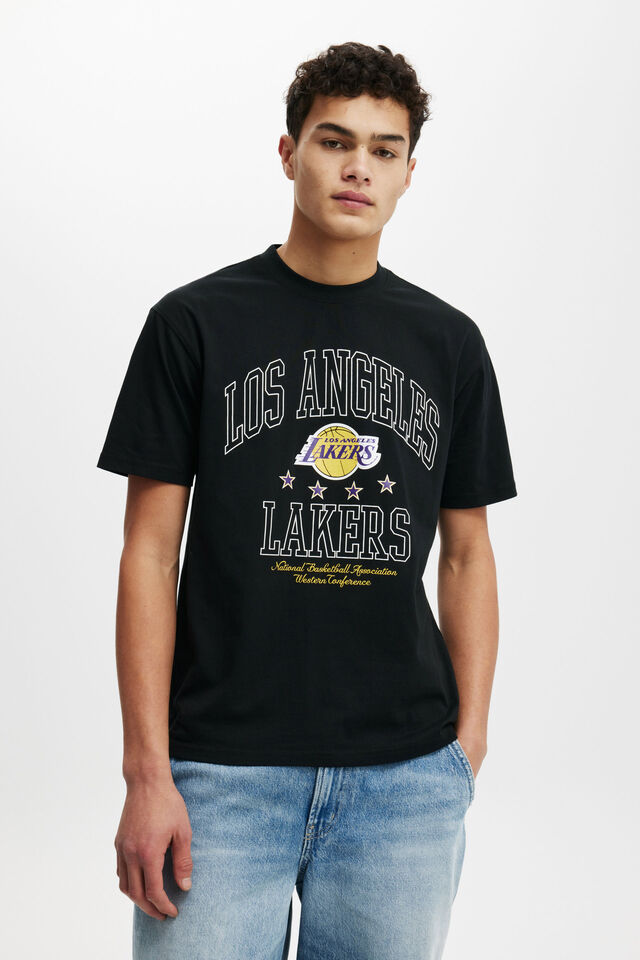 NBA Los Angeles Lakers Loose Fit T-Shirt, LCN NBA BLACK / LAKERS - ARCHED STARS
