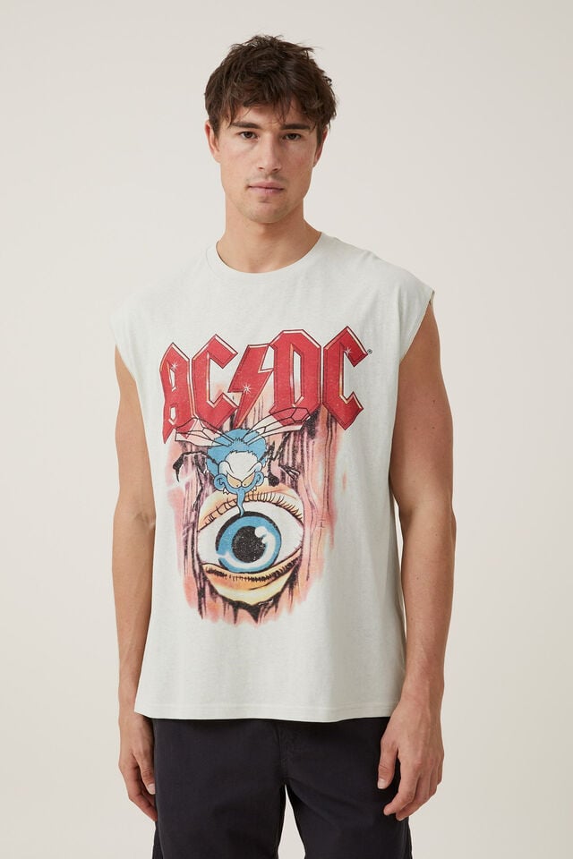 Acdc Oversized Muscle Tank, LCN PER IVORY/ACDC - FLY ON THE WALL