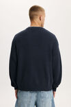 Box Fit Crew Knit, NAVY / EMB - example image 3