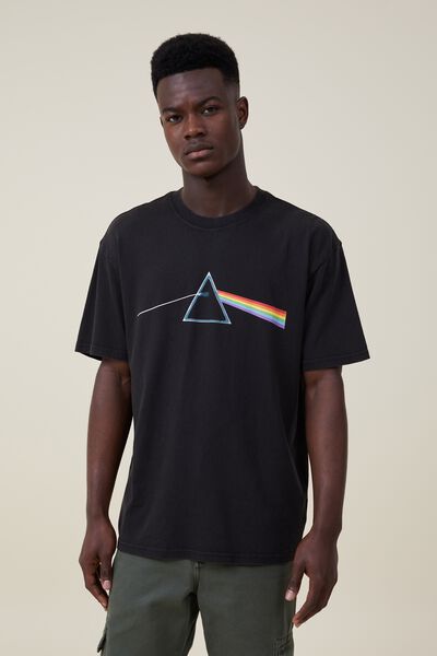 Premium Loose Fit Music T-Shirt, LCN PER WASHED BLACK/DARK SIDE OF THE MOON CH