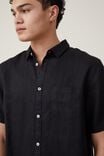 Linen Short Sleeve Shirt, BLACK - alternate image 4