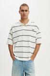 Box Fit Short Sleeve Polo, OFF WHITE STRIPE - example image 1