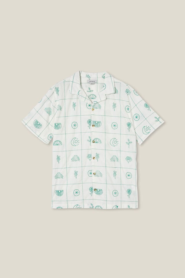 Cabana Short Sleeve Shirt, GREEN GRID