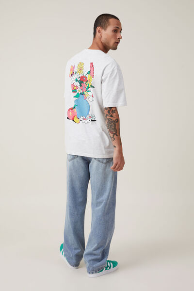 Dabsmyla Loose Fit T-Shirt, LCN DAB WHITE MARLE / BUTTERFLY